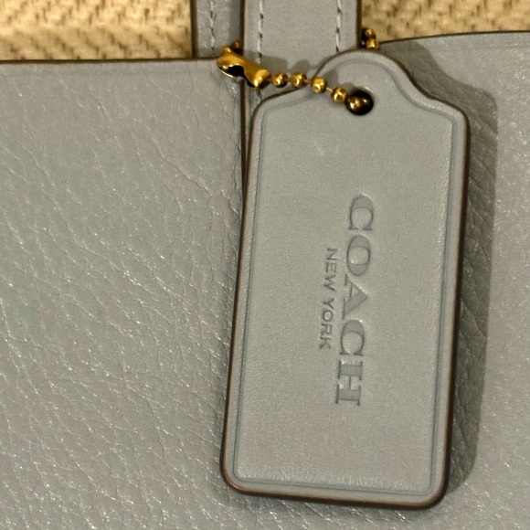 NWOT Coach Dusty Blue Leather Tote - Picture 2 of 12